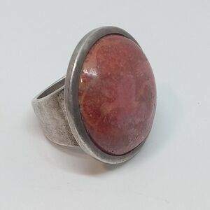 * vintage 925 red sponge coral ring size 6.5 signed "Silvery"